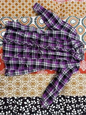 At Last Medium Purple Plaid Button-Up Dress Shirt